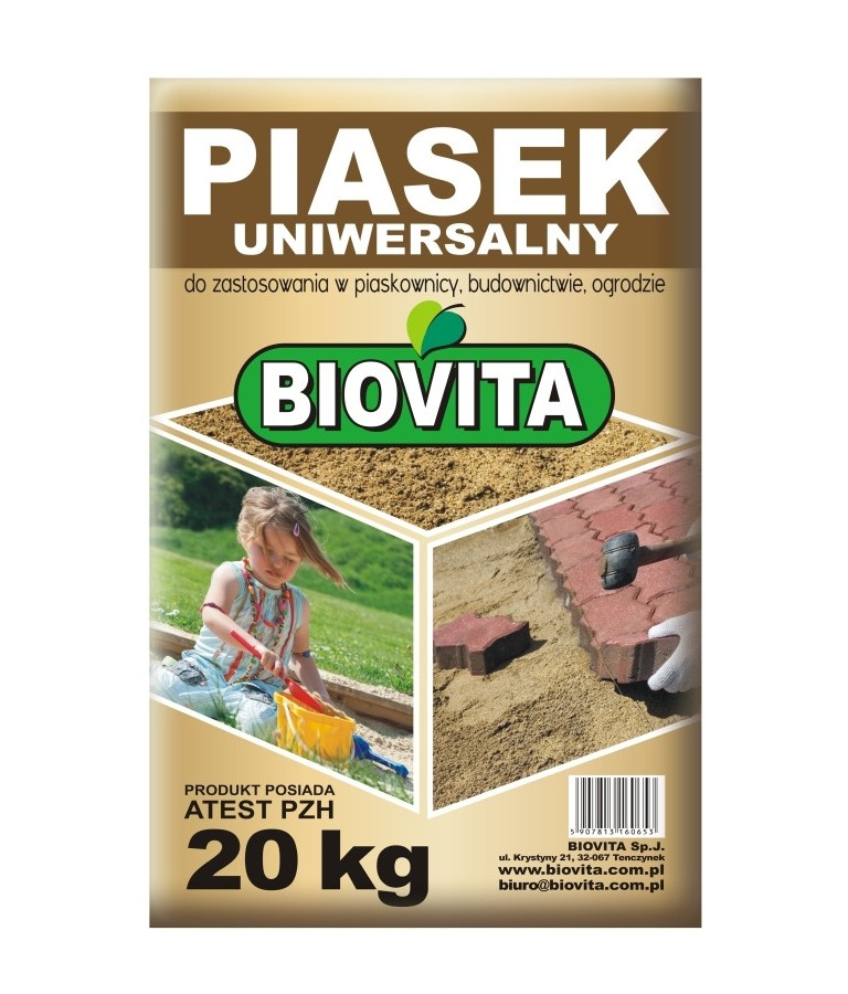 Biovita Piasek Uniwersalny 20kg. Atest PZH